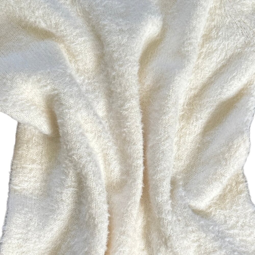 NWOT Wild Fable Off Shoulder Fuzzy Sweater XS Cozy Cream Soft Girl Aesthetic - Picture 7 of 13